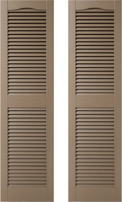 Mid America Builders Edge, Standard Cathedral Top Center Mullion, Open Louver Shutters, Includes Matching Installation Spikes (Per Pair)