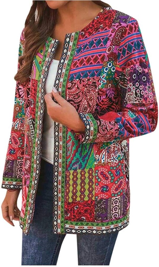 BUKINIE Womens Oversized Blazer Vintage Dashiki African Ethnic Style ...
