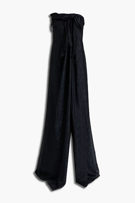 Roland Mouret Cheo Strapless Embellished Metallic Silk-blend Georgette Gown