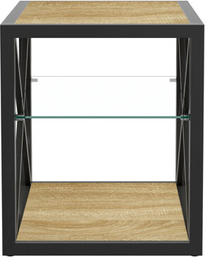 17 Stories 1 Piece Modern End Table Nightstand For Bedroom & Living Room, Tempered Glass&MDF Top , Side Table