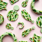 Thumbnail for your product : Emily Laura Designs - Strawberries Hand-Painted Green Clay Earrings - Strawberries & Green Stella