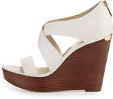 Thumbnail for your product : MICHAEL Michael Kors Elena Leather Wedge Sandal, Optic White