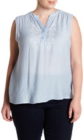 Thumbnail for your product : Blu Pepper Embroidered Sleeveless Blouse (Plus Size)
