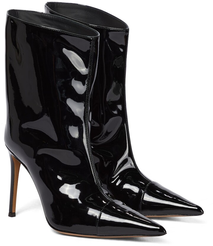 patent leather flat boots