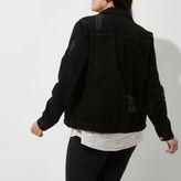 Thumbnail for your product : River Island Womens Plus black washed distressed denim jacket