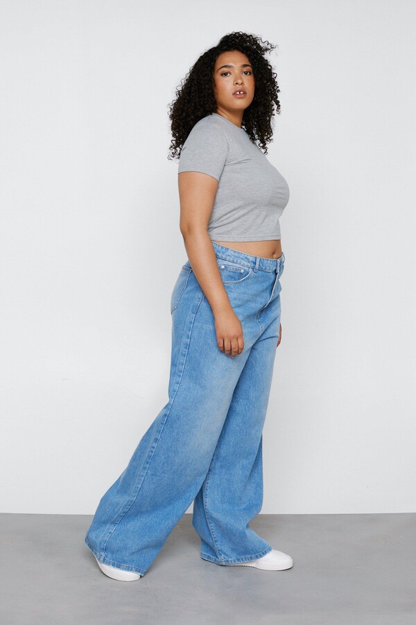 Nasty Gal Womens Plus Size Denim Wide Leg Baggy Jeans - ShopStyle