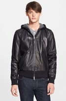 Thumbnail for your product : Rag and Bone 3856 rag & bone 'Christopher' Leather Hooded Bomber Jacket