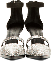 Thumbnail for your product : Helmut Lang Black & White Leather Reptile Silt Heels