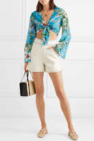 Thumbnail for your product : Diane von Furstenberg Cropped Floral-print Cotton And Silk-blend Wrap Top