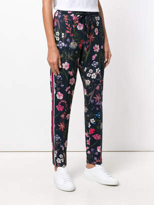 Cambio floral print trousers with stripe panels