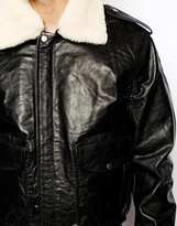 Thumbnail for your product : Reclaimed Vintage Leather Bomber Jacket with Borg Collar