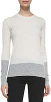 Thumbnail for your product : Vince Crewneck Colorblock Cashmere Sweater, White/Heather Steel