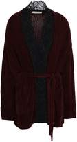 Thumbnail for your product : Roberto Cavalli Lace-trimmed Ribbed Silk-chenille Cardigan