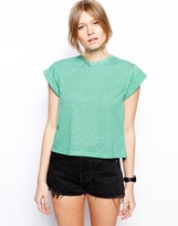 Thumbnail for your product : ASOS Linen Mix Crop Boyfriend T-Shirt