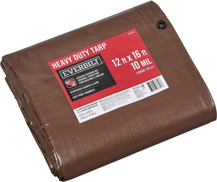 Everbilt 12 ft. x 16 ft. Brown and Silver Heavy Duty Tarp
