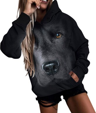 Mosira Long Hoodie Women's Animal Printed Thick Sweatshirt Casual Loose  Hoodie Pullover Blouse Top Grey - ShopStyle
