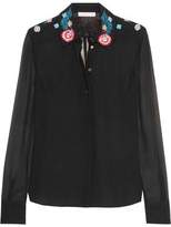 Thumbnail for your product : Matthew Williamson Embroidered Silk Crep De Chine Shirt