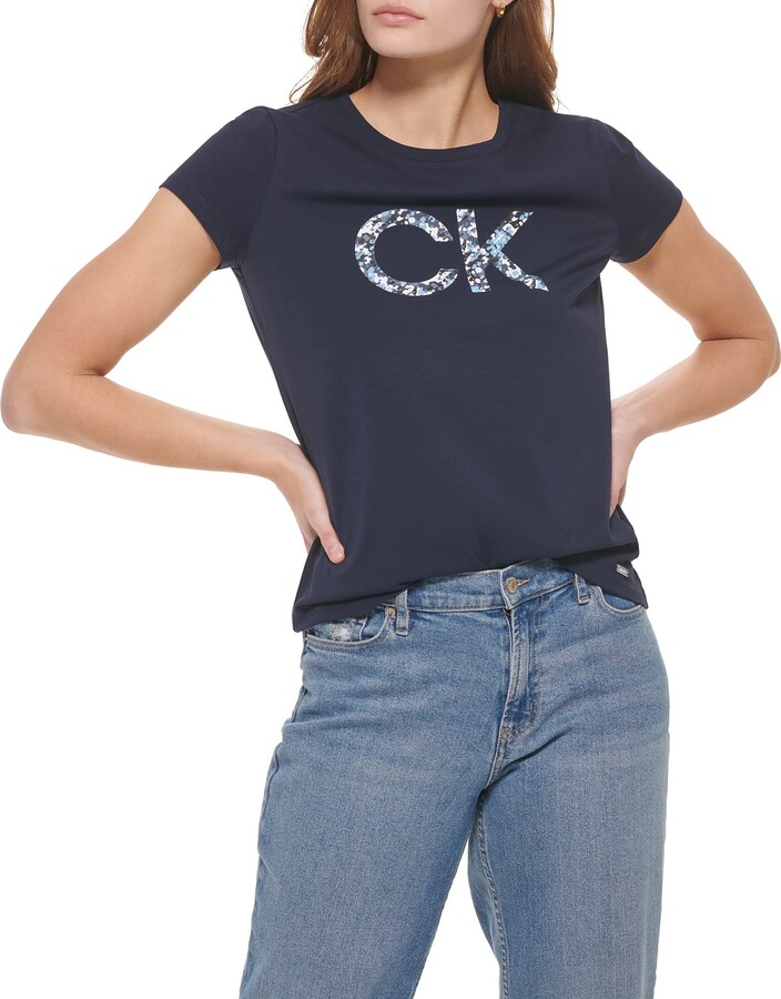 Calvin Klein Cotton Blue Cropped Top Womens Clothing Tops Short-sleeve tops 