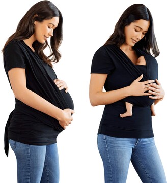MOBY Bump & Beyond T-Shirt Wrap | Baby Wrap | Newborn Carrier | Newborn Wrap | Pregnacny Support Wrap | Maternity Tshirt | Maternity Support Band | Baby Carrier | Baby Wrap | Black - Size 2