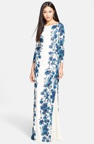 Thumbnail for your product : Tory Burch 'Stacy' Flower Print Chiffon Pleated Maxi Dress