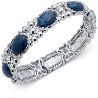 Nine West Rose Gold-Tone Blue Stone Stretch Bracelet