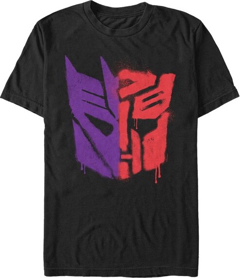 Transformers Men'sTransformersSplitBotGraffitiLogoT-Shirt-Black-XLarge