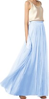 Thumbnail for your product : Elonglin Women's Long Tulle Skirt Floor Length Pleated A-line High Elastic Waist for Wedding Bridal Bridesmaids Maxi Tutu Party Dress (Color 17-L) Ivory