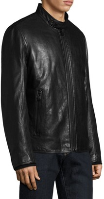 Andrew Marc French Supple Leather & Faux Shearling Racer Motorcycle Jacket