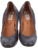 Thumbnail for your product : Lanvin Snakeskin Round-Toe Wedges