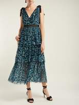 Thumbnail for your product : Self-Portrait Sequinned Tiered Tulle Midi Dress - Womens - Blue