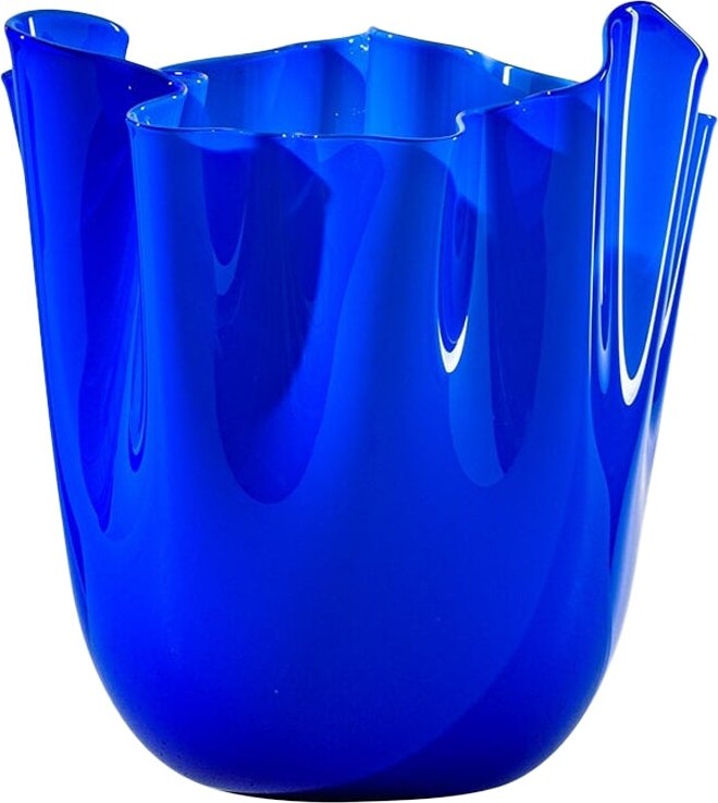 Venini 21st Century Fazzoletto Small Glass Vase In Sapphire By Fulvio Bianconi E Paolo