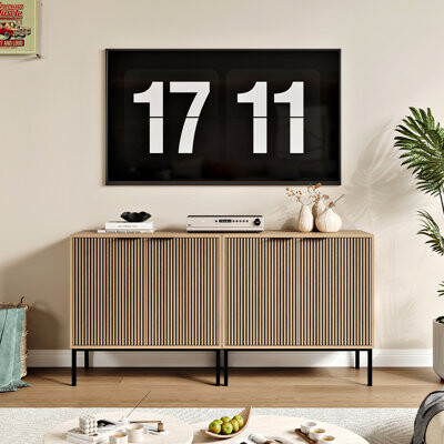 Bay Isle Home Adasha Modern TV Stand for Living Room, 58\ W Manufacturer Wood Media Console with Open Shelves & Drawers, Fits 55 Inch TV