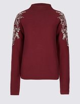 Thumbnail for your product : Per Una Pure Cotton Embroidered Round Neck Jumper