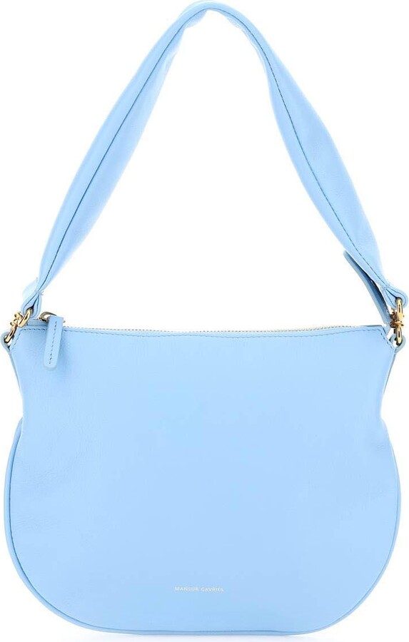 $495 Mansur Gavriel Women's Blue Mini Saffiano Leather Bucket Bag