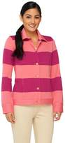 Thumbnail for your product : Isaac Mizrahi Live! Striped Button Front Knit Jacket