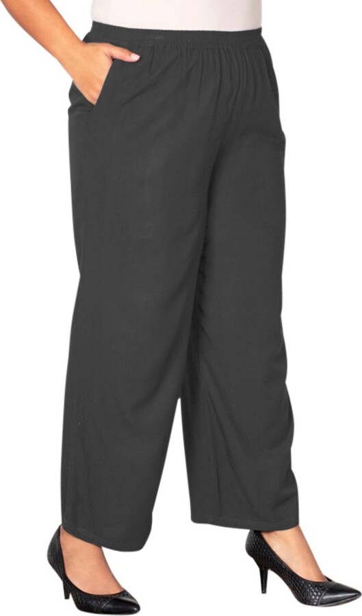 On The Plus Side Wide Leg Rayon Pants - Plus In Gray