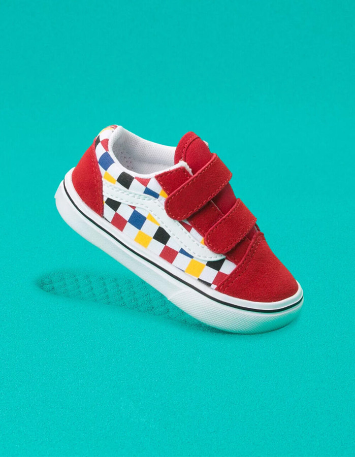 Vans Toddler Checkerboard ComfyCush Old Skool Velcro Shoes - ShopStyle