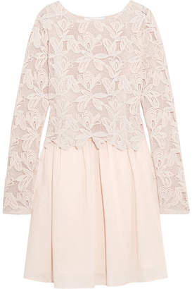 See by Chloe Guipure Lace And Cotton Mini Dress - Pastel pink