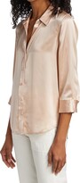 Thumbnail for your product : L'Agence Dani Three-Quarter Sleeve Silk Blouse