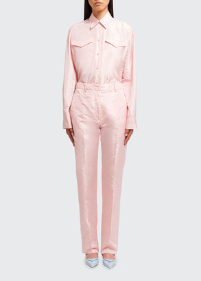 Prada Taffeta Straight-Leg Pants