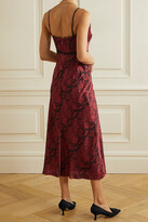 Thumbnail for your product : Jason Wu Collection Lace-trimmed Snake-print Silk-crepe Midi Dress - Burgundy