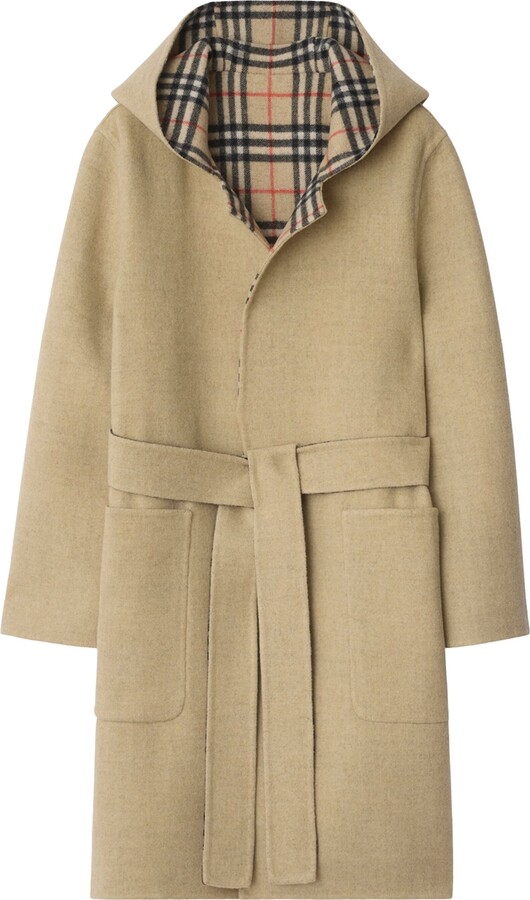 Burberry Wool Reversible Hooded Wrap Coat
