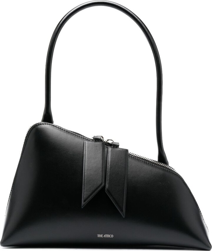 THE ATTICO Small 6pm Leather Shoulder Bag - Black