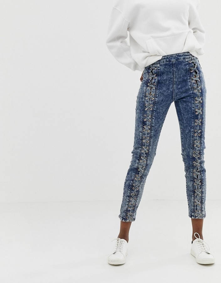 jeans with lace detail