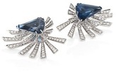 Thumbnail for your product : Hueb Mirage Burst Diamond, Blue Topaz & 18K White Gold Front-Back Earrings