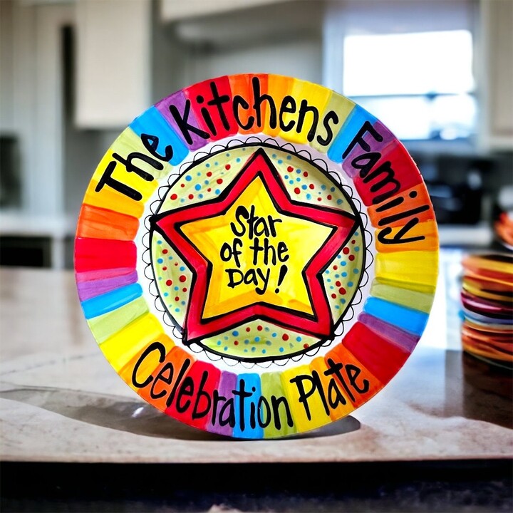 Etsy Personalized Family Celebration Plate Custom Rainbow Ceramic Star