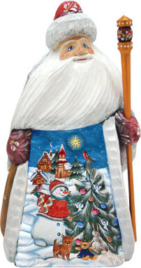 G Debrekht Masterpiece Wood Carved Frosty and the Christmass Tree Figurine