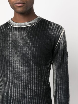 DIESEL K-ANDELERO クルーネックニット ブラック/グレー K-ANDELERO Man: Printed wool jumper | Diesel
