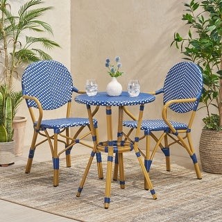 Wicker Outdoor French Bistro Set, White Wicker Outdoor Bar Stool Set Of 4 By Christopher Knight Home