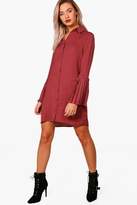 Thumbnail for your product : boohoo Utility Pleated Sleeve Shirt Dress